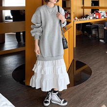 画像をギャラリービューアに読み込む, パスタランチを食べる日の裾ティアードスウェットワンピース_N1613