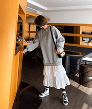 画像をギャラリービューアに読み込む, パスタランチを食べる日の裾ティアードスウェットワンピース_N1613