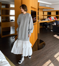 画像をギャラリービューアに読み込む, パスタランチを食べる日の裾ティアードスウェットワンピース_N1613