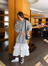 画像をギャラリービューアに読み込む, パスタランチを食べる日の裾ティアードスウェットワンピース_N1613