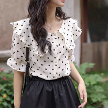 画像をギャラリービューアに読み込む, シャンゼリゼ通りですれ違ったあの子のフリルドットブラウス_N3537
