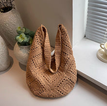 画像をギャラリービューアに読み込む, ひまわりのような編み目が揺れるマルシェのショルダーバッグ_K0040