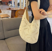 画像をギャラリービューアに読み込む, ひまわりのような編み目が揺れるマルシェのショルダーバッグ_K0040