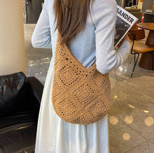 画像をギャラリービューアに読み込む, ひまわりのような編み目が揺れるマルシェのショルダーバッグ_K0040