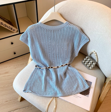 画像をギャラリービューアに読み込む, リネンのパンツと合わせて歩きたい、真夏の軽やか透かし編みトップス_K0064