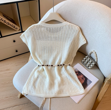 画像をギャラリービューアに読み込む, リネンのパンツと合わせて歩きたい、真夏の軽やか透かし編みトップス_K0064