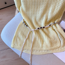 画像をギャラリービューアに読み込む, リネンのパンツと合わせて歩きたい、真夏の軽やか透かし編みトップス_K0064