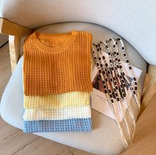 画像をギャラリービューアに読み込む, リネンのパンツと合わせて歩きたい、真夏の軽やか透かし編みトップス_K0064