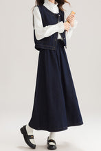 画像をギャラリービューアに読み込む, 【2点セット】本屋さんに立ち寄るデニムベストとスカートのセットアップ_N3495