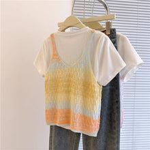 画像をギャラリービューアに読み込む, ビーチサイドの朝日をまとったパステルグラデーショントップス_K0048