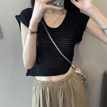 画像をギャラリービューアに読み込む, 軽やかで涼しげな雰囲気を纏う透かし編みトップス_K0050