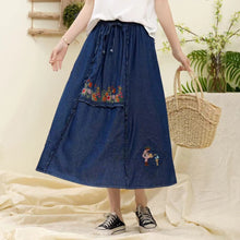画像をギャラリービューアに読み込む, 森の小さなパン屋さんに行く日の刺繍デザインAラインスカート_N3128
