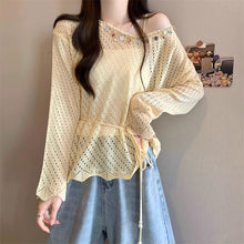 画像をギャラリービューアに読み込む, やわらかな日差しとレースに包まれる透かし編みトップス_K0054