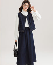 画像をギャラリービューアに読み込む, 【2点セット】本屋さんに立ち寄るデニムベストとスカートのセットアップ_N3495