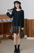 画像をギャラリービューアに読み込む, 美術館でときめきが起こるフリルバイカラーブラウス_N3408