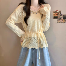 画像をギャラリービューアに読み込む, やわらかな日差しとレースに包まれる透かし編みトップス_K0054