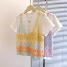 画像をギャラリービューアに読み込む, ビーチサイドの朝日をまとったパステルグラデーショントップス_K0048