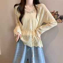 画像をギャラリービューアに読み込む, やわらかな日差しとレースに包まれる透かし編みトップス_K0054