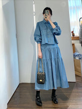 画像をギャラリービューアに読み込む, 【2点セット】白のマーガレットが似合うお姉さんのデニムスカートセットアップ_N3468