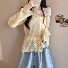 画像をギャラリービューアに読み込む, やわらかな日差しとレースに包まれる透かし編みトップス_K0054