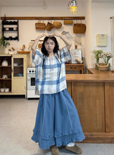 画像をギャラリービューアに読み込む, 青いチェックと刺繍パンツで迎える、ちょっと特別な土曜日のコーデセット_K0023