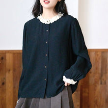 画像をギャラリービューアに読み込む, 美術館でときめきが起こるフリルバイカラーブラウス_N3408