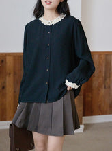 画像をギャラリービューアに読み込む, 美術館でときめきが起こるフリルバイカラーブラウス_N3408