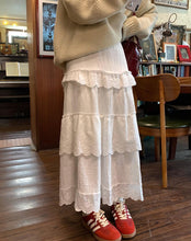 画像をギャラリービューアに読み込む, ココアにマシュマロをトッピングするレースティアードフリルスカート_N3229