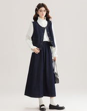 画像をギャラリービューアに読み込む, 【2点セット】本屋さんに立ち寄るデニムベストとスカートのセットアップ_N3495