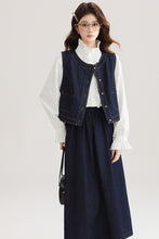 画像をギャラリービューアに読み込む, 【2点セット】本屋さんに立ち寄るデニムベストとスカートのセットアップ_N3495
