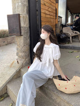 画像をギャラリービューアに読み込む, 南国の花に似合う風に揺れるレースリボンブラウス_K0053