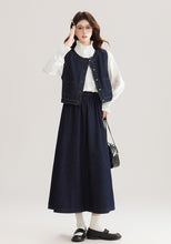 画像をギャラリービューアに読み込む, 【2点セット】本屋さんに立ち寄るデニムベストとスカートのセットアップ_N3495