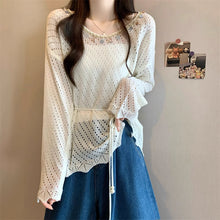 画像をギャラリービューアに読み込む, やわらかな日差しとレースに包まれる透かし編みトップス_K0054