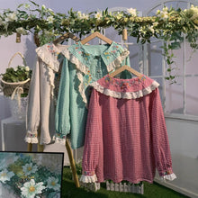 画像をギャラリービューアに読み込む, ガーデンパーティーを開催する日のギンガムチェックフリルブラウス_N3470
