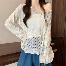 画像をギャラリービューアに読み込む, やわらかな日差しとレースに包まれる透かし編みトップス_K0054