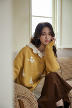 画像をギャラリービューアに読み込む, お花の香りがする女の子のフラワー刺繡カラーニットカーディガン_N2869