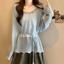 画像をギャラリービューアに読み込む, やわらかな日差しとレースに包まれる透かし編みトップス_K0054