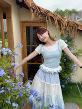 画像をギャラリービューアに読み込む, 【2点セット】優しい空の色を集めて歩く、ブルーとホワイトのティアードコーデ_K0113