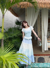 画像をギャラリービューアに読み込む, 【2点セット】優しい空の色を集めて歩く、ブルーとホワイトのティアードコーデ_K0113