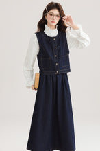 画像をギャラリービューアに読み込む, 【2点セット】本屋さんに立ち寄るデニムベストとスカートのセットアップ_N3495
