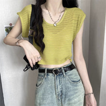 画像をギャラリービューアに読み込む, 軽やかで涼しげな雰囲気を纏う透かし編みトップス_K0050