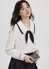 画像をギャラリービューアに読み込む, 恋に落ちた日のリボンタイパイピングブラウス_N3407