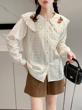 画像をギャラリービューアに読み込む, 喫茶店のホットケーキが好きなあの子の刺繍セーラーカラーブラウス_N3505