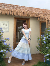 画像をギャラリービューアに読み込む, 【2点セット】優しい空の色を集めて歩く、ブルーとホワイトのティアードコーデ_K0113