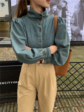 画像をギャラリービューアに読み込む, お洒落上級者なあの子のパフスリーブデニムシャツ_N1717