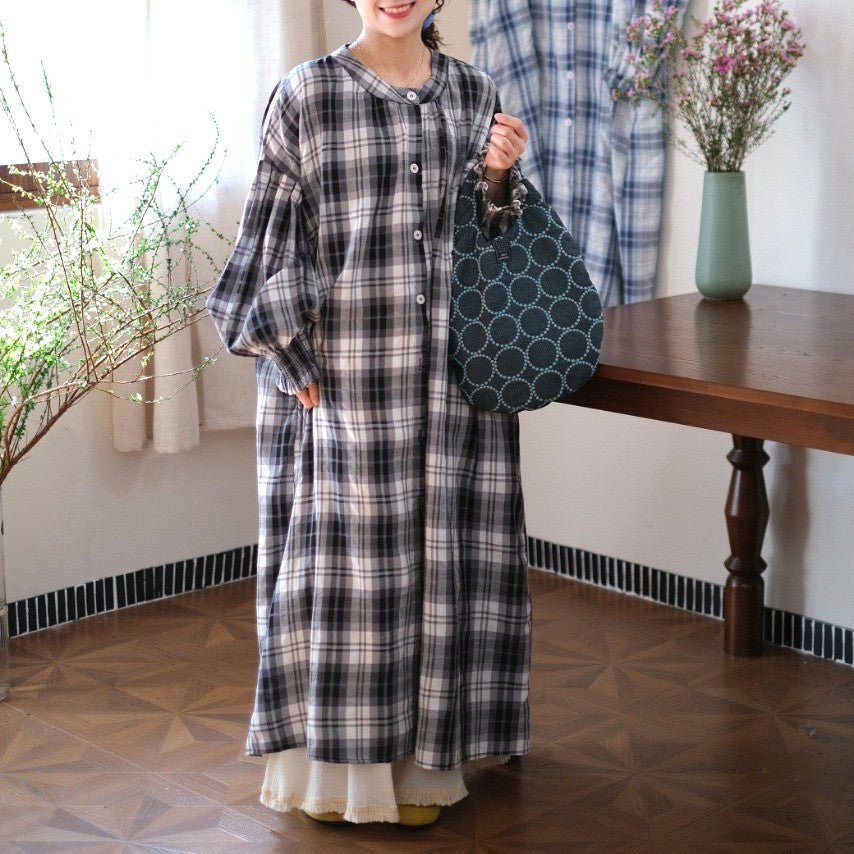 新品・未使用】チェック織り シャツワンピース 北欧、暮らしの道具店