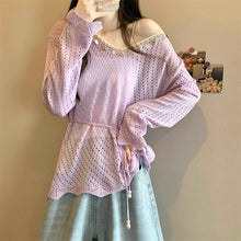 画像をギャラリービューアに読み込む, やわらかな日差しとレースに包まれる透かし編みトップス_K0054