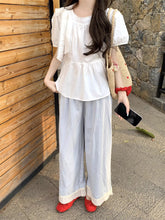 画像をギャラリービューアに読み込む, 南国の花に似合う風に揺れるレースリボンブラウス_K0053