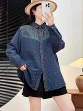 画像をギャラリービューアに読み込む, ピクニックが好きな女の子のドットデニムシャツ_N3391