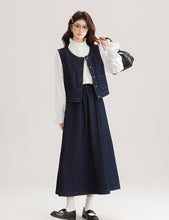 画像をギャラリービューアに読み込む, 【2点セット】本屋さんに立ち寄るデニムベストとスカートのセットアップ_N3495